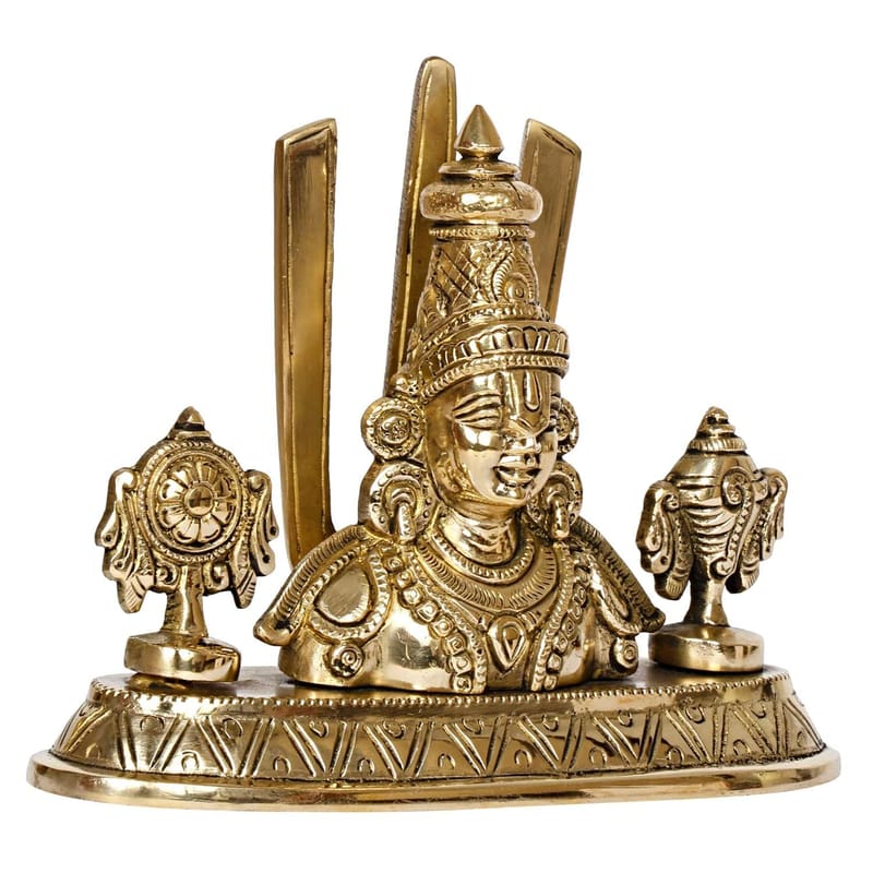 Artvarko Brass Tirupati Balaji Venkateshwara Face Bust Idol Vishnu