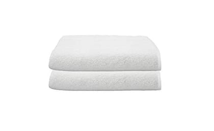 Gethitched Creations 100% Cotton Set of 2 Solid White Towels 400 GSM, Large Size