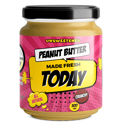 Natural Peanut Butter - Unsweetened, Crunchy (500gms) - Made Fresh on Day of Order