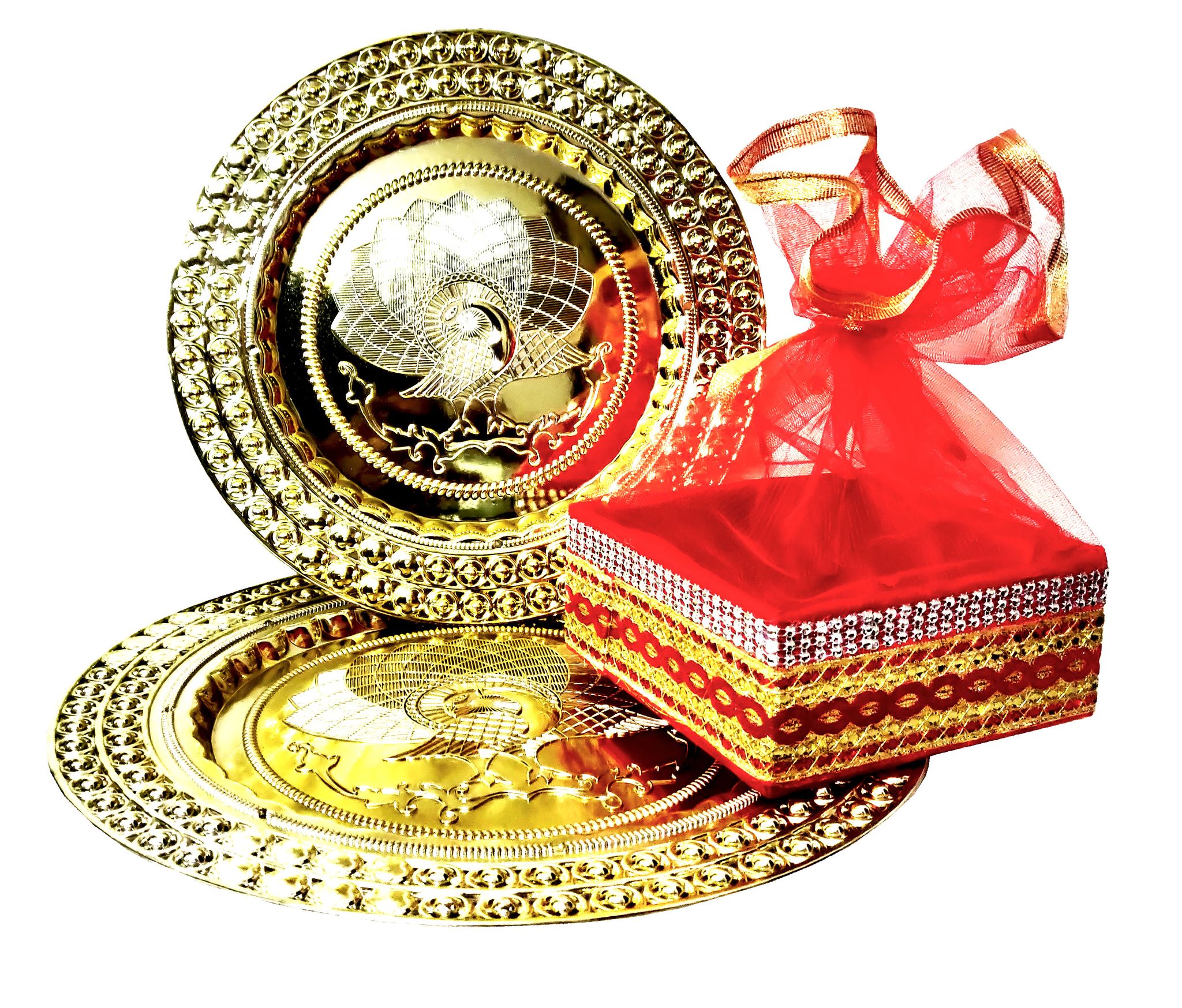 Omkar by R3 Inc. Royal Gift Plate/Tray for Gifts Hampers | Designer Shagun  Plate |