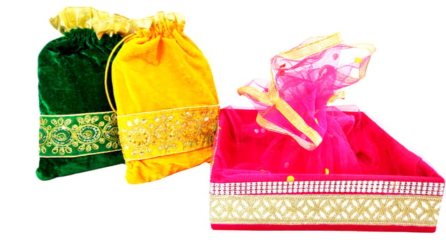 Multicolour Fabric Slim Bag Return Gift No 10 size 8 x 6 inch - GIFT  ARTICLES - FANCY GIFT ITEMS - Sri Prarthana Enterprises Chennai