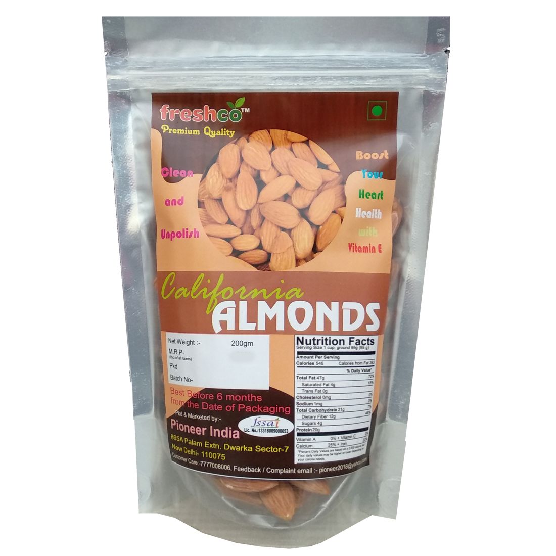 Freshco California Almonds 250g