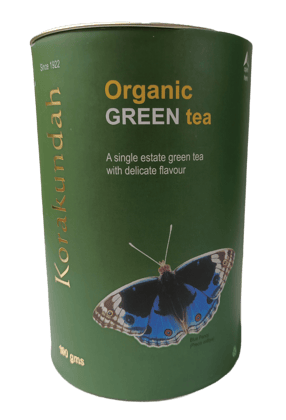 KORAKUNDAH Organic Green Tea in Canister (Butterfly) 100 g | Pack of 1 | Total 100 g | A Single Estate Green Tea with Delicate Flavour | Chamraj Finest Nilgiri Tea