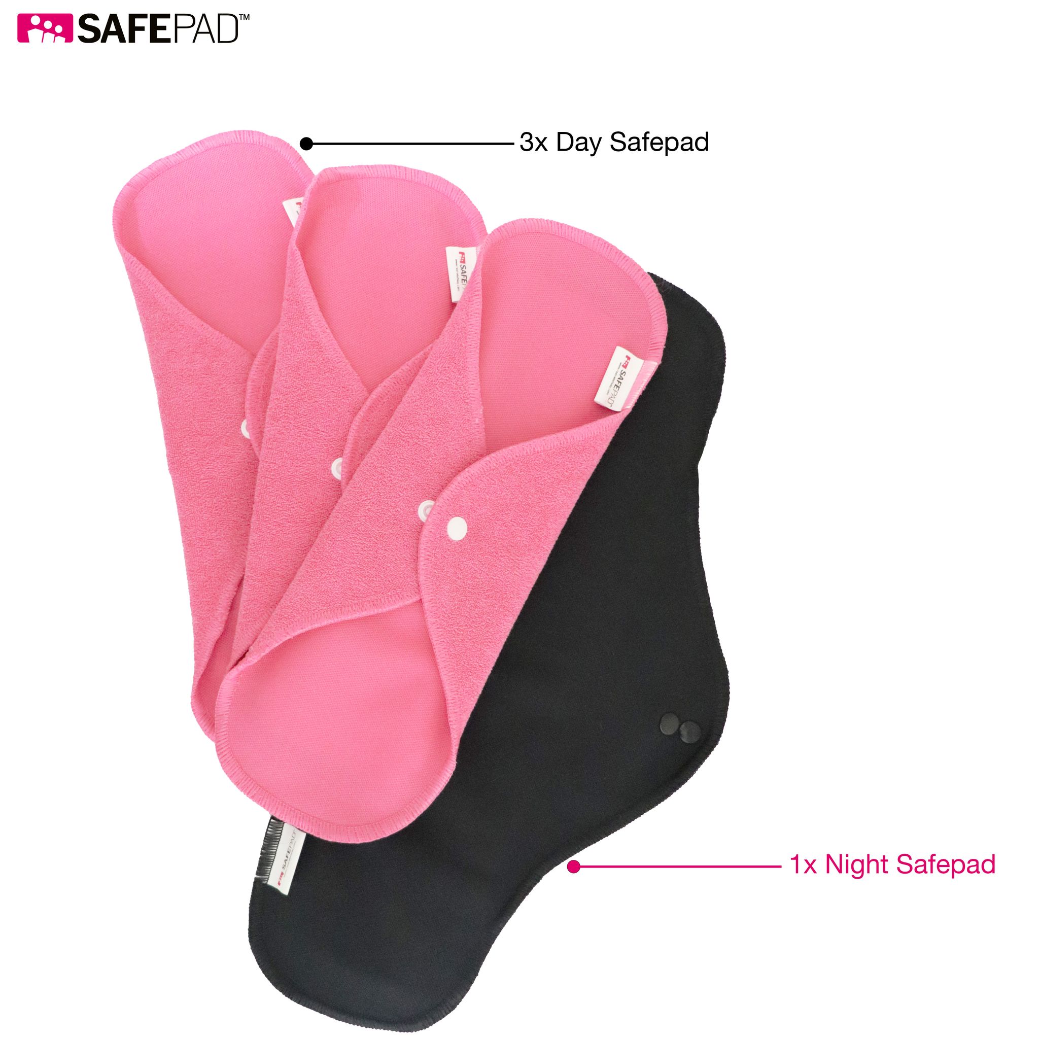 SAFEPAD REUSABLE & ANTIMICROBIAL SANITARY PADS (PINK & BLACK COMBO)