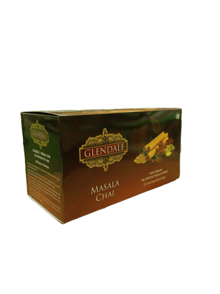 GLENDALE Masala Chai | 25 Enveloped Tea Bags | Pack of 1 | Total 25 Dip Tea Bags | High Grown Nilgiri Tea | 100 % Natural | No Artificial Flavours Added