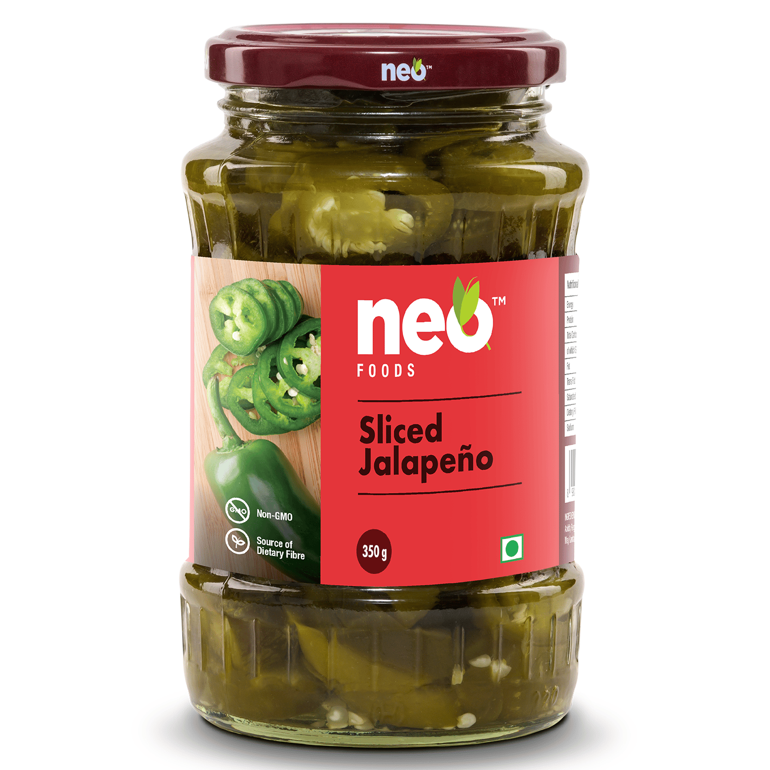 Neo Sliced Jalapeno 350g | Ready-to-Eat | Fibre-Rich | Topping for Snacks and Salads | Non-GMO | Glass Jar |