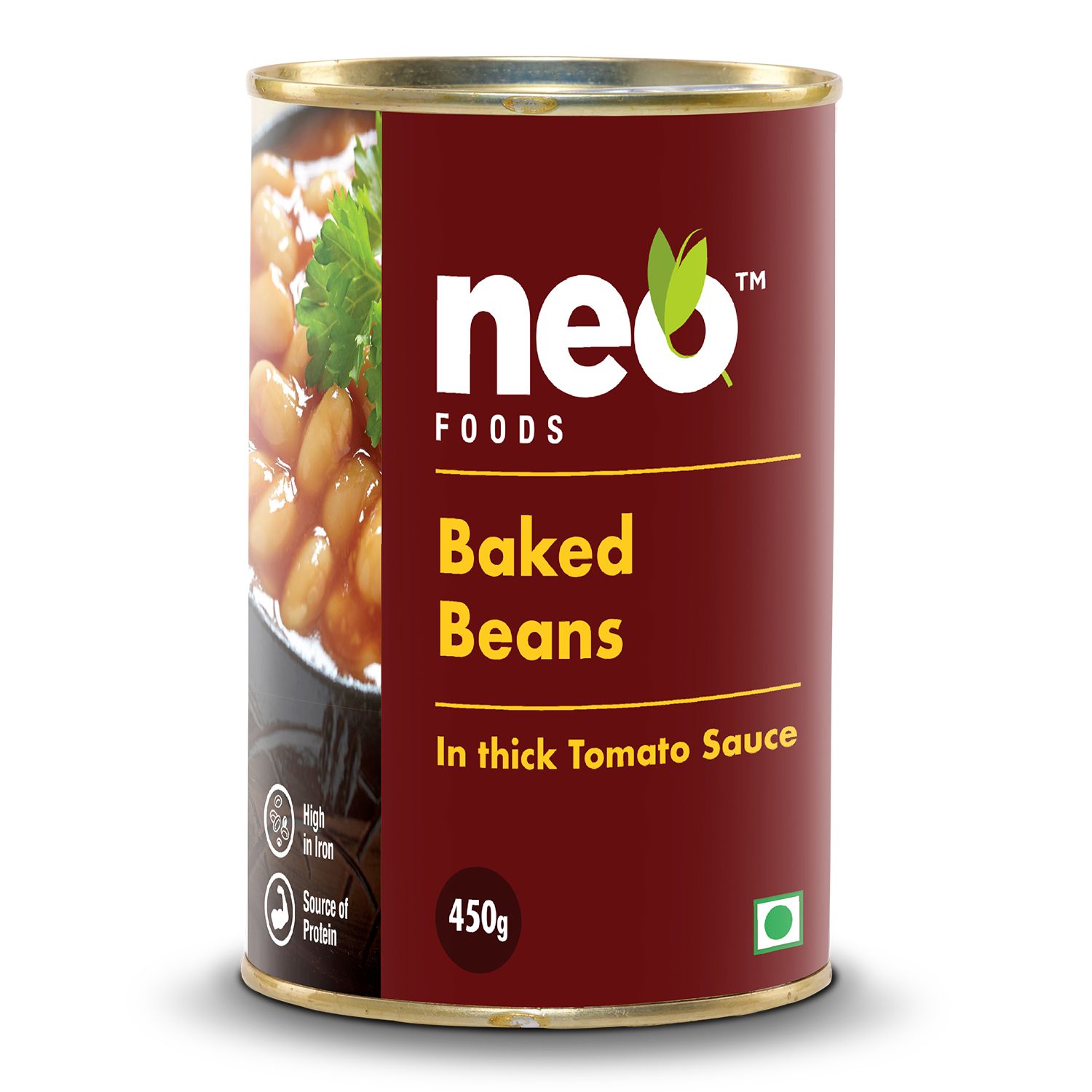 Neo Baked Beans In Thick Tomato Sauce I Nutritious & Ready to Eat Healthy Food, No Artificial preservatives, flavouring and colouring, Tangy and Flavourful 450g | Tin |