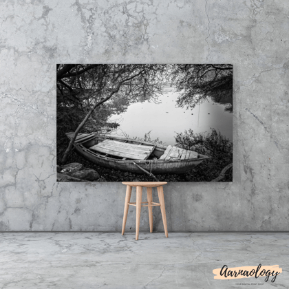 Antique Ship in Tranquil Pond - Wall Art Vintage Ship Wall Decor - Historical Ship and Nature Scene - A4 SIZE
