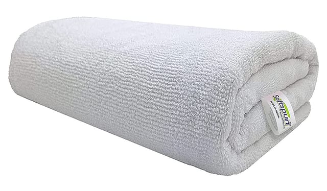 SOFTSPUN Microfiber Bath & Hair, Care Towel Set of 1 Piece, 70x140 Cms 340  GSM - White. Super Soft & Comfortable, Quick Drying, Ultra Absorbent in  Large Size.