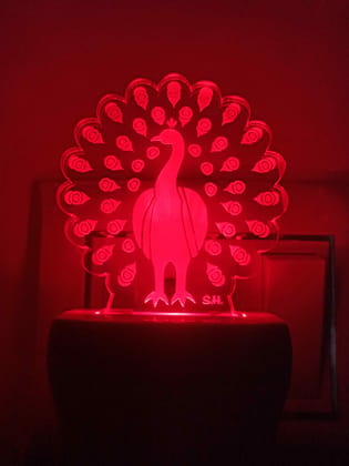 Multicolour Trendy Peacock Acrylic Night Lamp - Add a Pop of Color to Your Bedroom