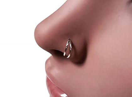 Pure Silver Double Layer Silver Nose Ring Septum, 925 Silver Nose Ring Pin