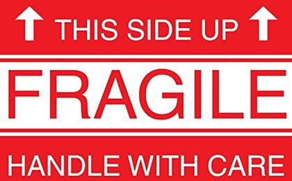 Color World Express Fragile Handle with Care Vinyl Stickers for Fragile Consignment Dispatch Size (11X15) Inches (25)