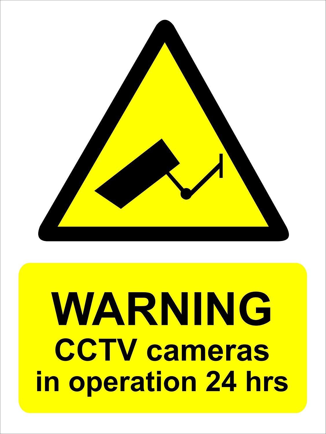 24 Hour CCTV Surveillance Warning Signage Vinyl Label Size (29Cm x 21.5Cm)