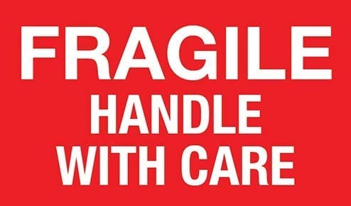 Color World Express Fragile Handle with Care Stickers/Labels Vinyl Material Size 3X2 Inches (275)