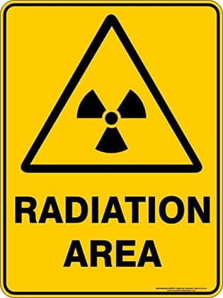 Radiation Area Warning Signage Vinyl 11.5x15 Inches