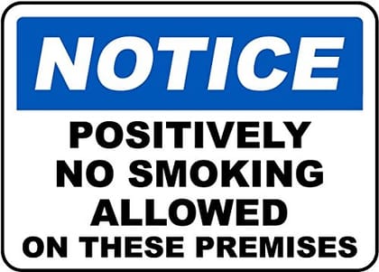 No Smoking Area Warning Vinyl Label 11.5x11.5 Inches