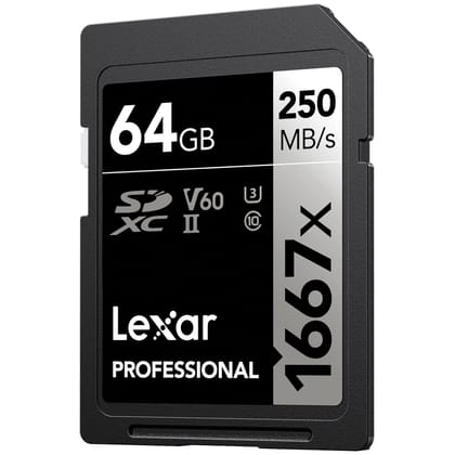 Lexar Professional 1667x 64GB SDXC U3 SD Card For Camera,Computer LSD64GCB1667 UHS-II V30