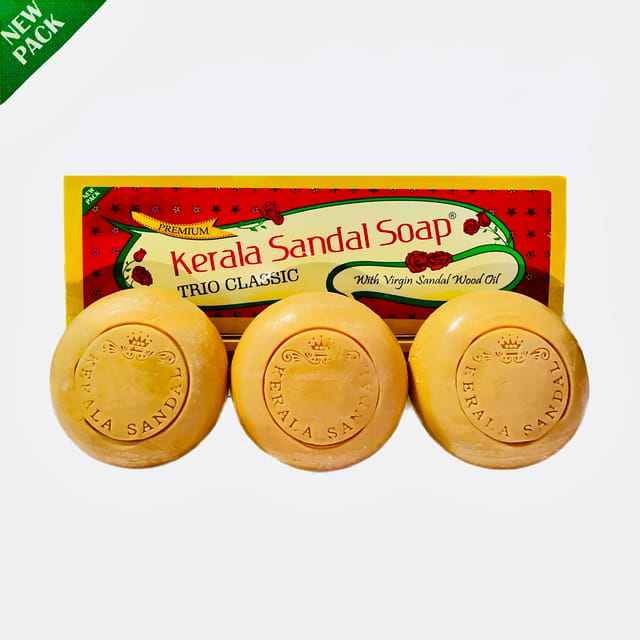 Kerala Sandal Beauty Soap With Virgin Sandalwood Oil 150gx3
