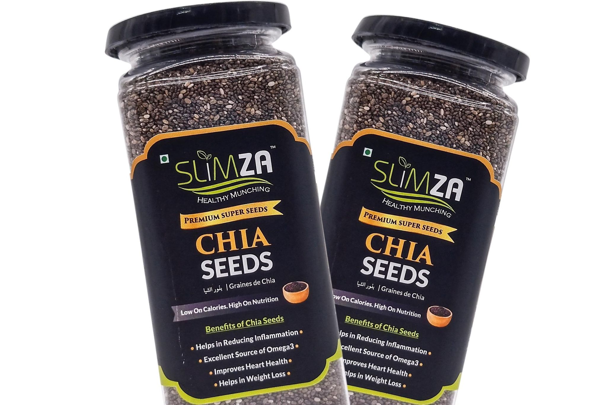 Slimza Healthy Premium Chia Seeds (440gm) | High Protein, Fiber | For Weight Loss | No Preservative | Vegan | Gluten Free | (2x220gm)