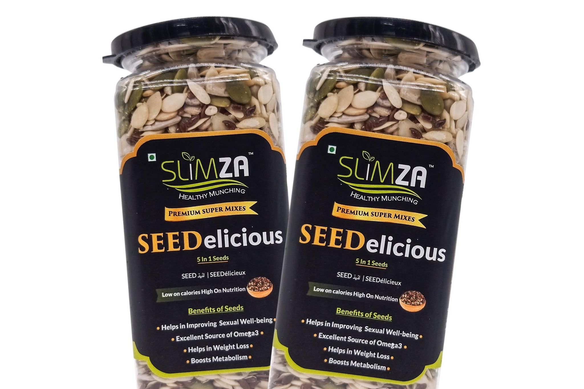 Slimza Premium SEEDelicious (Edible Seeds Mix)-420gm | Flax, Pumpkin, Watermelon, Muskmelon, Sunflower |  High Protein, Fiber | Weight Loss | No Preservatives | Combo (2x210gm)