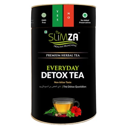 Slimza Premium Everyday Detox Green Tea (100gm) | Whole Leaf | Non Bitter | No Sugar | With Moringa, Rose, Hibiscus, Lemon Grass, Mint, Cardamom, Cinnamon, Hibiscus