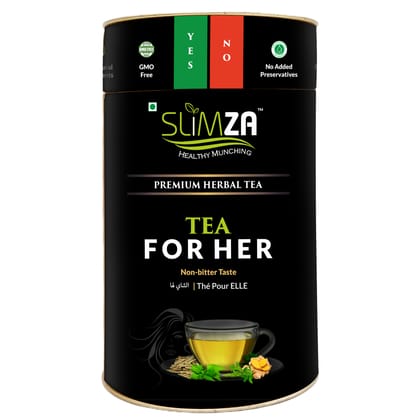 Slimza Premium Wellness Tea | FOR HER with Shatavari (100gm) | PCOD & PCOS | Ayurvedic Herbs - Cinnamon, Fennel, Ginger, Mint, Senna, Rose, Tulsi