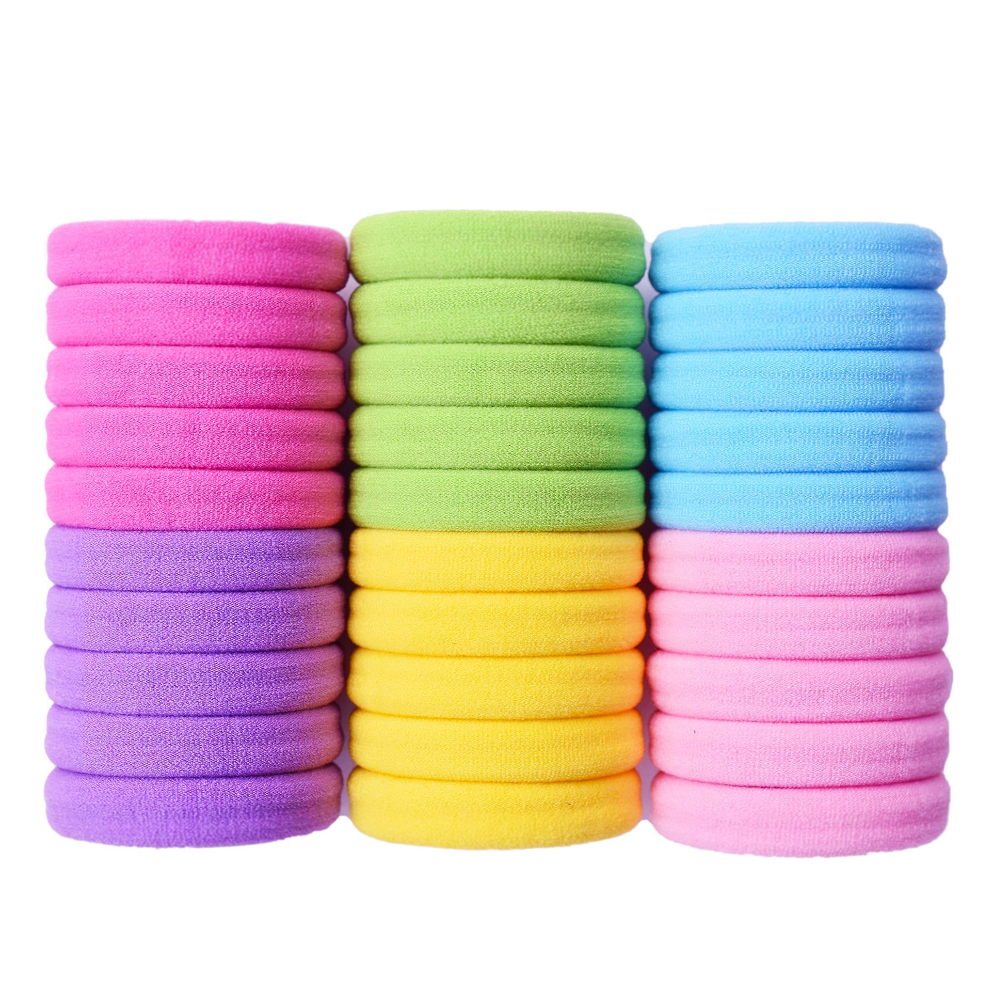 Multicolor Elastic Hair Ties Rubber Bands For Girls ( 30 Pieces )