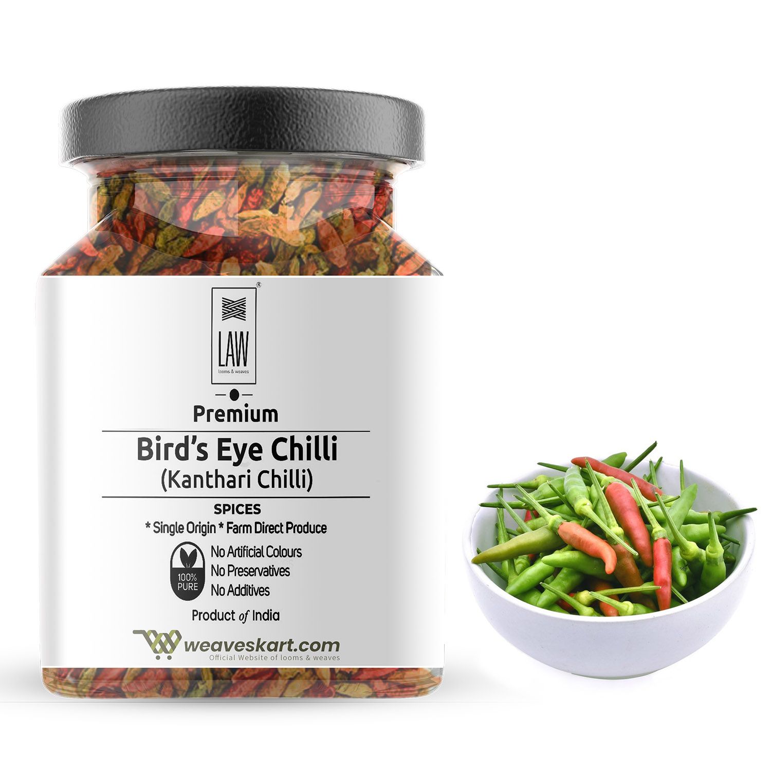 Premium Bird’s Eye Chilli/Kanthari Chilli whole/Dried – 100 gm (Single Origin, Farm Direct Produce, Organically Grown & Made in small batches)