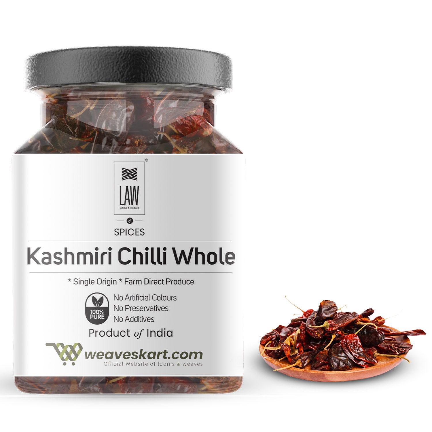 Premium Kashmiri Chilli Whole – 50 gm (Single Origin, Farm Direct Produce, Organically Grown & Made in small batches)