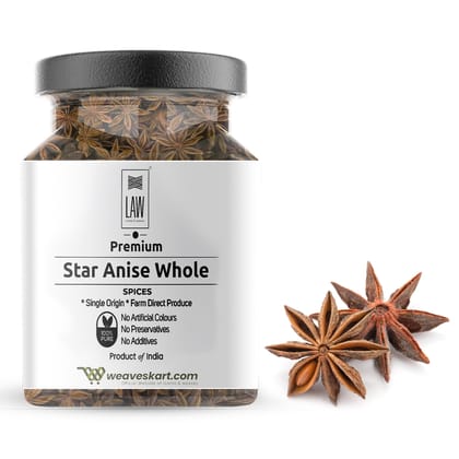 Premium Quality Single Origin Star Anise Whole – 50 gm (glass jar)