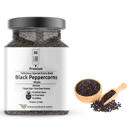 Premium quality Single origin Tellichery Special Extra Bold Black Peppercorns Whole – 100 gm