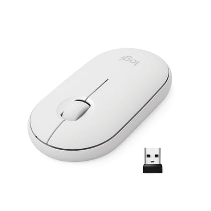 Logitech Pebble M350 Wireless Mouse with Bluetooth or USB - Silent, Slim Computer Mouse with Quiet Click for Laptop, Notebook, PC and Mac