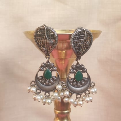 Silver look alike oxidized drop earrings for women and girls