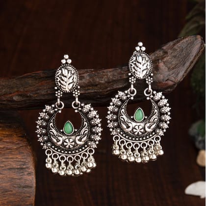 Oxidized Silver Chandbali drop earrings for women and girl