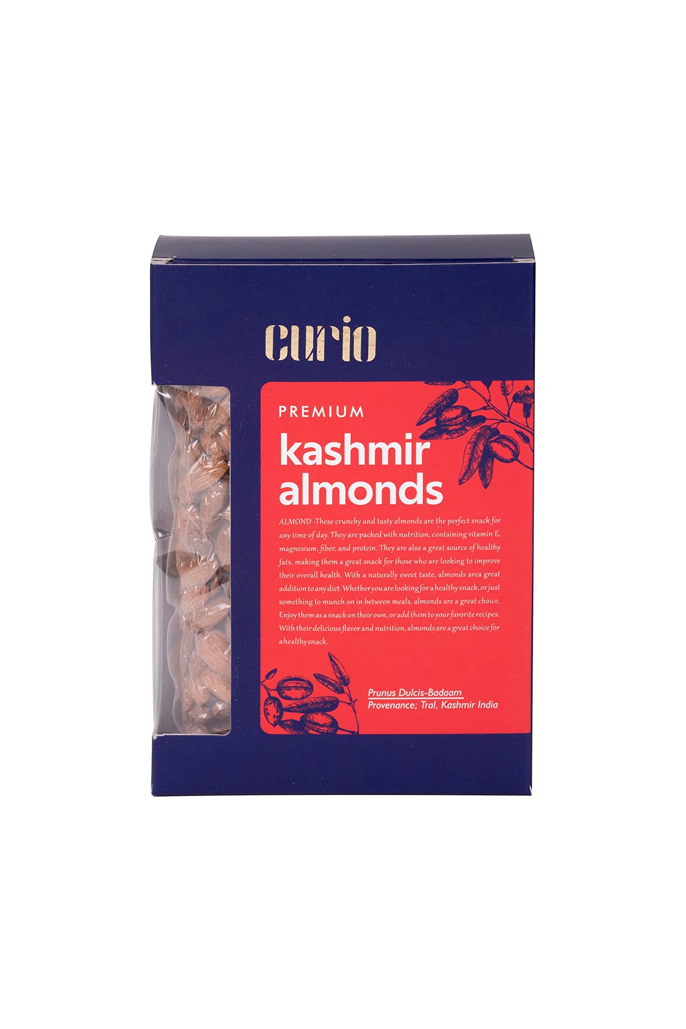 Curio Kashmir Sweet Almonds | High Oil Content | Badaam Giri | Provenance- Tral,Pulwama Jammu & Kashmir (500 gms)