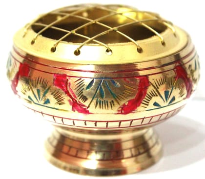 Dev Bhumi Brass Handmade Engraved Design Dhoop Stand