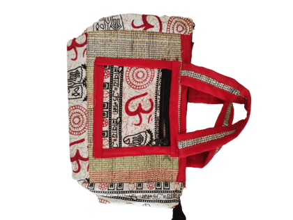 Om Side Bag (Banana Fiber) White & Red