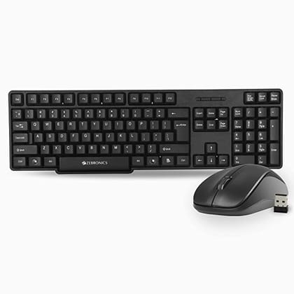 Zebronics Zeb-Companion 107 USB Wireless Keyboard and Mouse Set with Nano Receiver (Black)