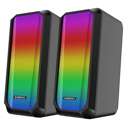 ZEBRONICS Zeb-Fame 1 USB Powered 2.0 Speaker with 10W RMS Output, 7 RGB Modes, LED Control Switch, Volume Control, 3.5mm Input, Compatible for Computers and Laptops Black