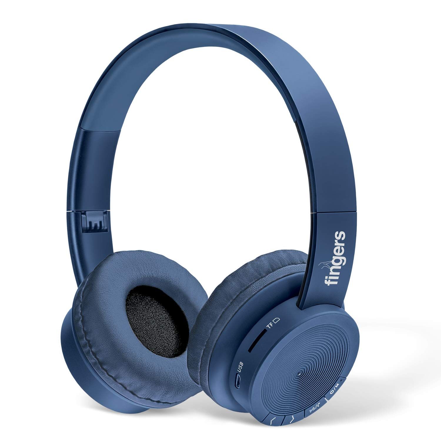 FINGERS Rock-N-Roll H2 Bluetooth Wireless On-Ear Headset with Mic (Multi-Function) - Blue