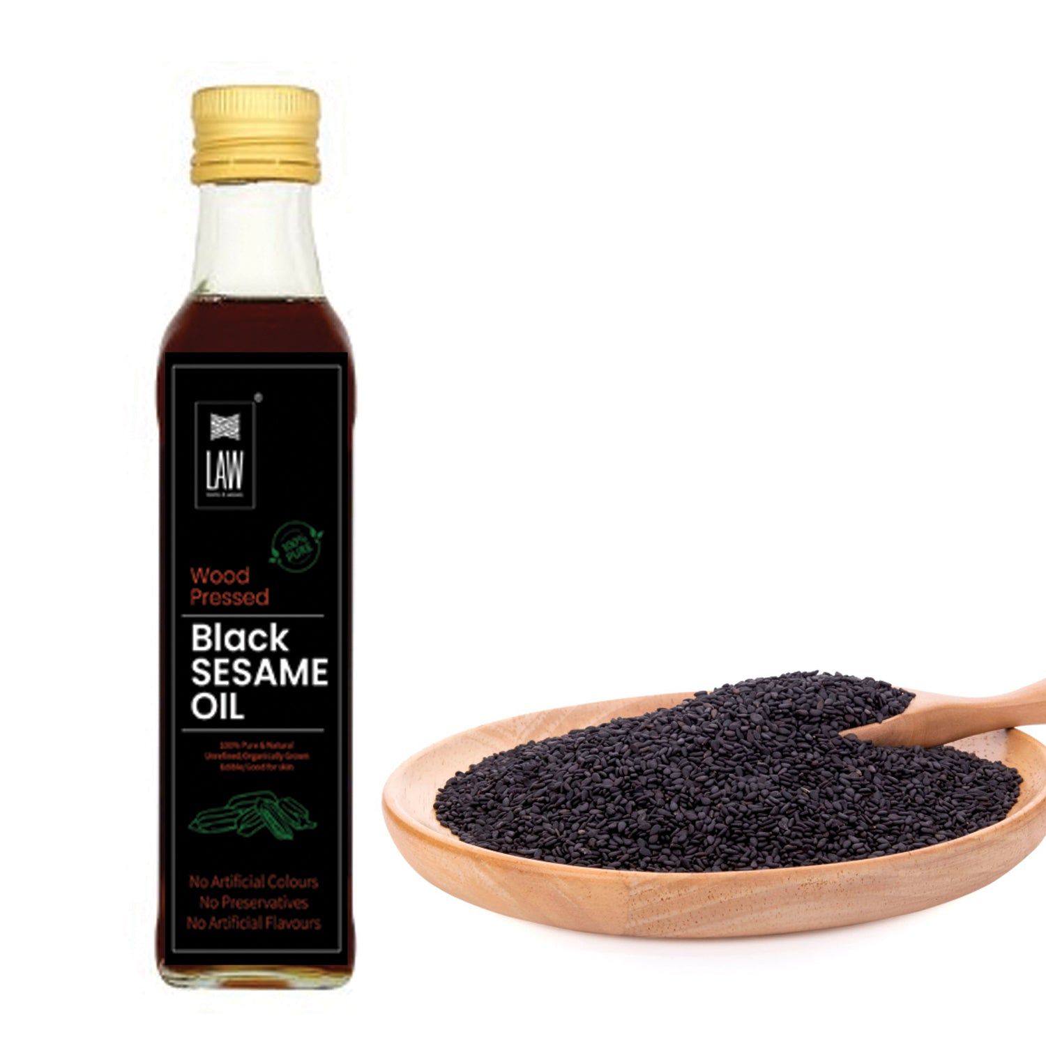 Wood Pressed Black Sesame Oil/Gingelly Oil in Glass Bottle