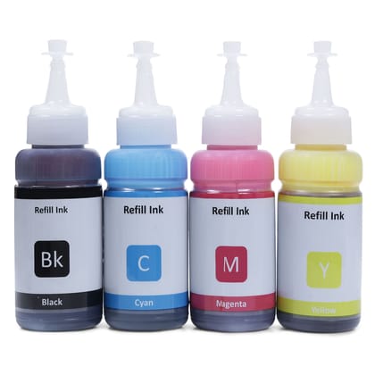 Inkclub Compatible Refill Ink for Epson L220, L100, L110, L130, L200, L210, L300, L310, L350, L355, L360, L361, L365, L380, L385, L405, L455, L485, L550, L555, L565, L1300(CMYK) -70ml x 4