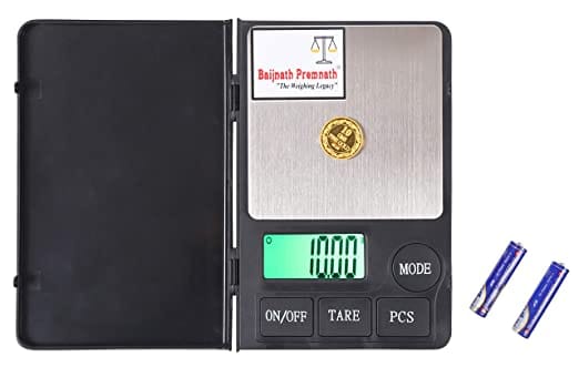 Baijnath Premnath Notebook 1kg (1000gram) x 0.01g (10mg) Digital Jewelry Portable Weighing Scale, Gold & Silver ornaments Weight Measuring machine for homes and professionals