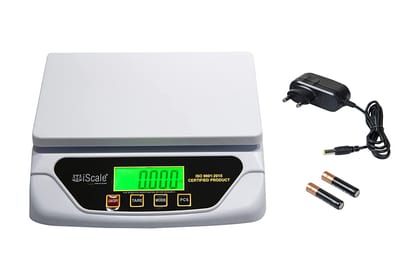 iScale 30 Kg Digital Kitchen and Multipurpose Weighing Machine with Direct Power Adapter; Small Pan Size 21.5 x 17.5 cm