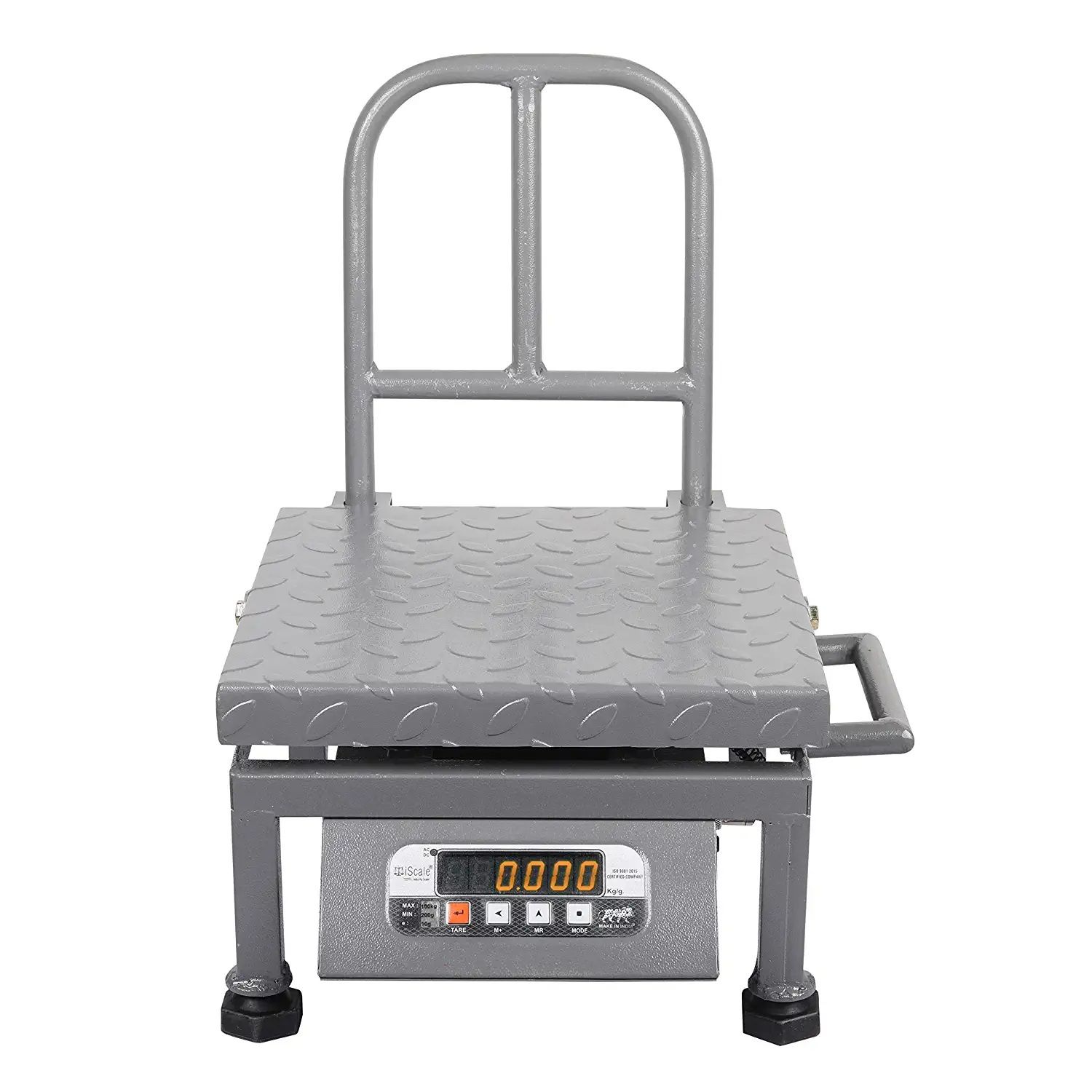 iScale i-21 Capacity 100kg x 10g Accuracy, Portable/ Mobile Digital Weighing Scale with Front Back Double Red Display & Detachable Handle, Heavy-Duty Mild Steel Pan,12x12" for all Commercial Uses