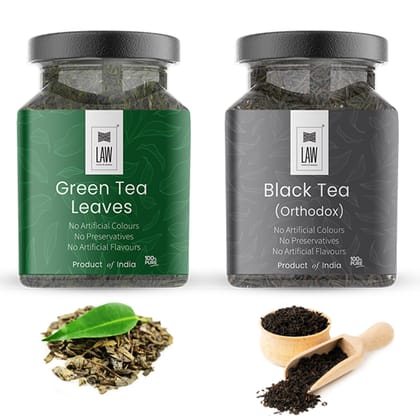 Gift Box of Green Tea Leaves and Black Tea Leaves