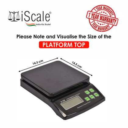 iScale Digital Kitchen and Multipurpose Weighing Machine small pan with Direct power adapter (10 kg, 14.5 x 14.5 cm)