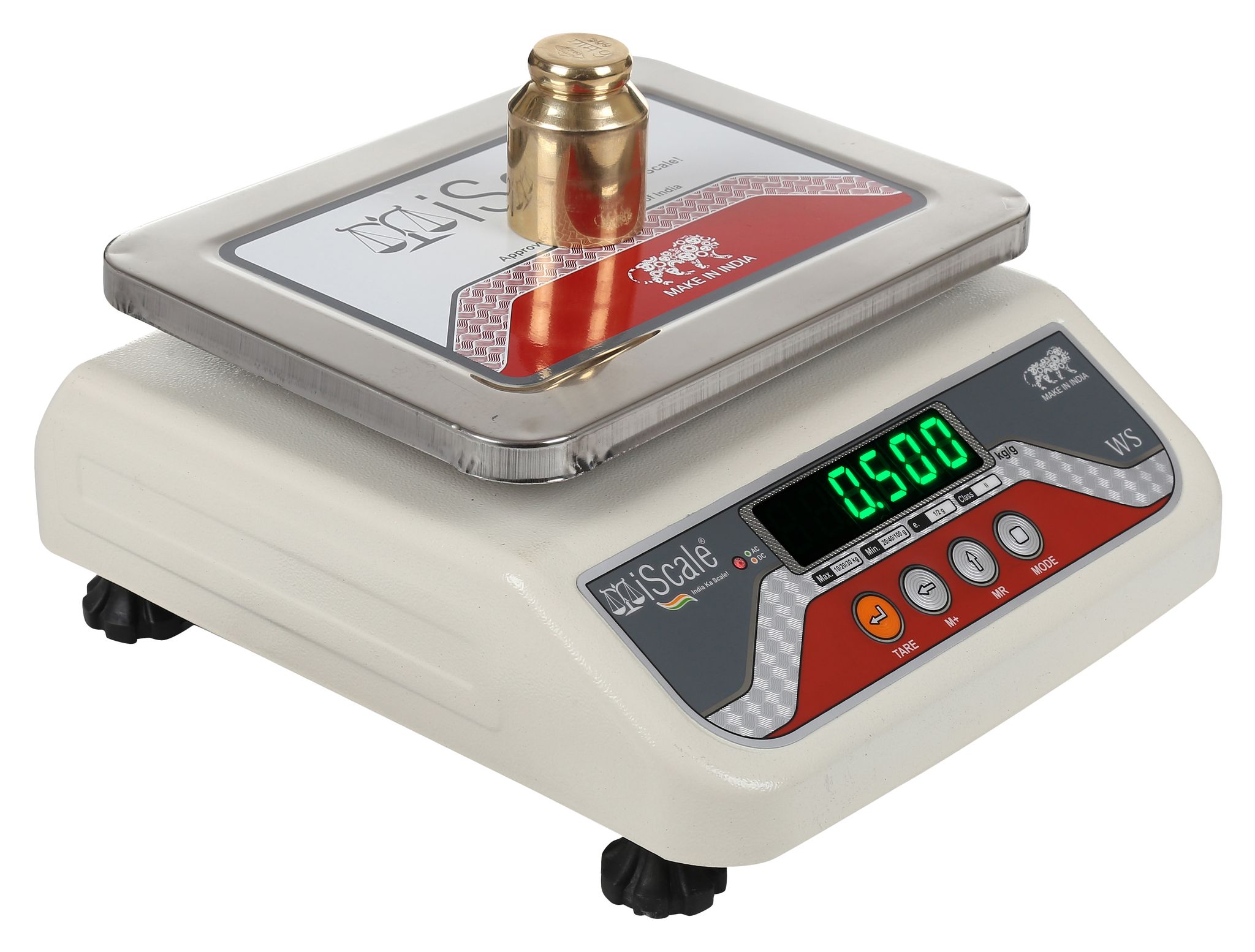 iScale i-04, 20kg x 1g, Electronic Weighing Scale with Front & Back Green double Display, Stainless Steel Pan, 7x9" Multipurpose scale for All Kirana & Vegetable shops and factories