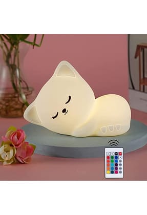 Savvy Bucket || Sleeping Silicone Cat Night Table Lamp for Kids Bedroom ||