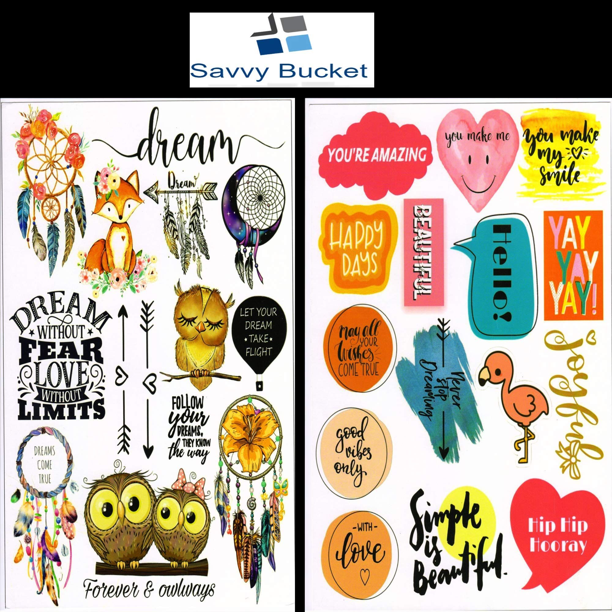 SavvyBucket||Scrapbooking Mix Elements & Tags Sheets||300 GSM Multi-Coloured, Pack of 10(10X1)(1 Sheets per Design) (Size:A4)